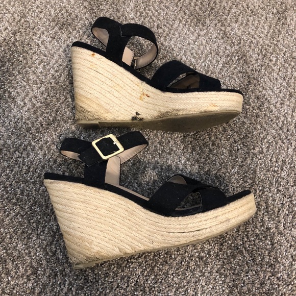 Black suede espadrille heeled sandals - Picture 2 of 5